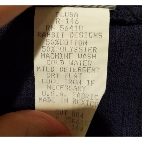 Rabbit Rabbit Rabbit Designs Blue 4-Button Crop Cardigan with Shoulder Pads 14W - Picture 6 of 6